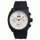 MOS Mens Berlin Strap Watch w/Day and Date Black Bezel, Black/Tonneau-shaped Case, White/analog Dial, Red Hands MOSBN101