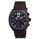 MOS Mens Berlin Strap Watch w/Day and Date Dark Brown Bezel, Dark Brown/Tonneau-shaped Case, Black/analog Dial, Purple Hands MOSBN104