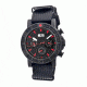 SP101 Sao Paulo Mens Watch, black Band, Black Bezel, Red Markers, Black Face
