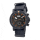 SP103 Sao Paulo Mens Watch, black Band, Black Bezel, Orange Markers, Black Face
