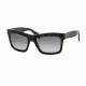PRADA LOGO PR25QS Single Vision Prescription Sunglasses PR25QS-1AB0A7-56 - Lens Diameter 56 mm, Frame Color Black