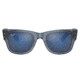 Ray-Ban RB0840S Mega Wayfarer Sunglasses, Transparent Dark Blue Frame, Grey Mirror Blue Lens, 51, RB0840S-6638O4-51