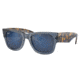 Ray-Ban RB0840S Mega Wayfarer Sunglasses, Transparent Dark Blue Frame, Grey Mirror Blue Lens, 51, RB0840S-6638O4-51