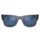 Ray-Ban RB0840SF Mega Wayfarer Sunglasses, Transparent Dark Blue Frame, Grey Mirror Blue Lens, Asian Fit, 52, RB0840SF-6638O4-52