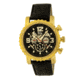 Mens Alpin Watch,45mm,Black Dial,Gold Bezel,Dark Brown Leather Strap