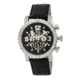 Mens Alpin Watch,45mm,Black Dial,Silver Bezel,Black Leather Strap