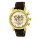 Mens Alpin Watch,45mm,White Dial,Gold Bezel,Dark Brown Leather Strap