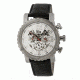 Mens Alpin Watch,45mm,White Dial,Silver Bezel,Black Leather Strap
