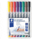 Staedtler Lumocolor Non-Permanent F Width Pen Pack - 8 Colors w/ Stand-Up Box - Yellow, Red, Blue, Orange, Green, Purple, Brown, Black ST 316 WP8
