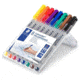 Staedtler Lumocolor Non-Permanent F Width Pen Pack - 8 Colors w/ Stand-Up Box - Yellow, Red, Blue, Orange, Green, Purple, Brown, Black ST 316 WP8