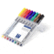 Staedtler Lumocolor Non-Permanent Superfine Pen Pack - 8 Colors w/ Stand-Up Box - Yellow, Red, Blue, Orange, Green, Purple, Brown, Black ST 311 WP8