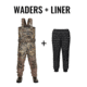 Tidewe AquaWade Pro Insulated Waterfowl Hunting Breathable Waders and Insulated Liner Bundle, WD012-N-07-HP002-BK-3XL-TE
