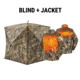 Tidewe VisX/VisMax See Through Hunting Blind and Mens Heated Jacket Fleece with Battery Pack Bundle, BL001-CG-L-TE-HJ004-BKXL-TE