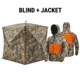 Tidewe VisX/VisMax See Through Hunting Blind and Mens Soft Shell Heated Jacket Coat with Detachable Hood and Battery Pack Bundle, BL001-CG-V2-TE-JTC001-BKS-TE