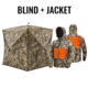 Tidewe VisX/VisMax See Through Hunting Blind and Mens Soft Shell Heated Jacket Coat with Detachable Hood and Battery Pack Bundle, BL001-CG-V2-TE-JTC001-NGS-TE