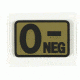 Voodoo Tactical Blood Type Rubber Patch, O-, Coyote, 07-0996007000