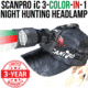 Wicked Hunting Lights ScanPro iC 3-Color-In-1 Night Hunting Headlamp Kit, Green/Red/White, W2025