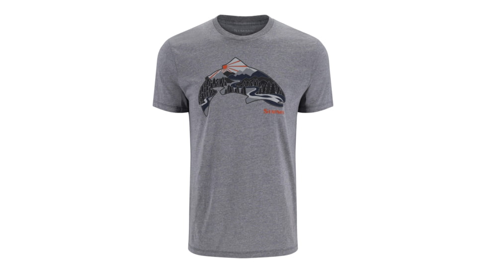 Simms Fishing Products Ms Troutscape T-Shirt A8953E81, Athletic Heather, 2XL, 14136-1099-60