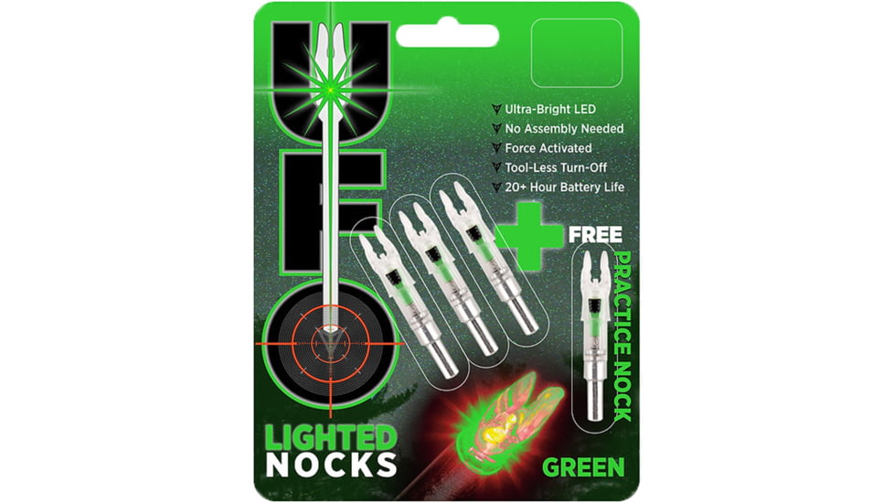 .30-06 Outdoors UFO Lighted 3+1 BP Nock, .204, Green, UFO204G