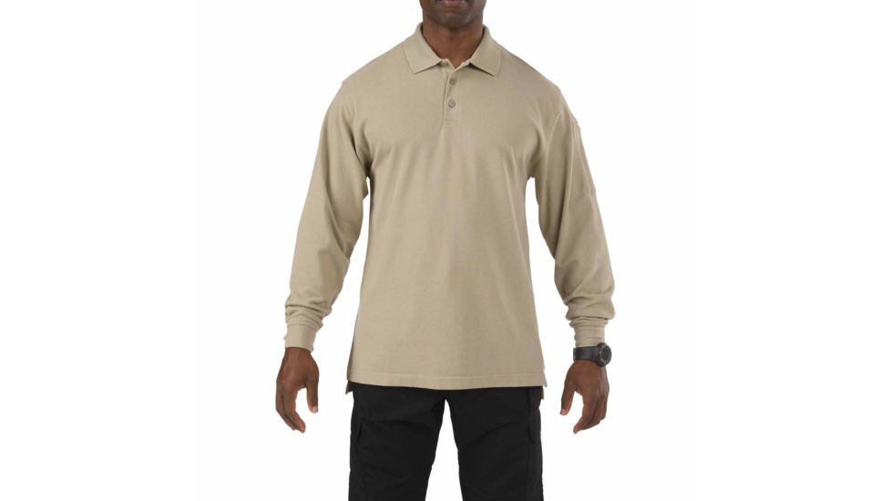 5.11 Tactical Professional Long Sleeve Polo - Men's, 5XL, Tall, Silver Tan, 42056T-160-5XL