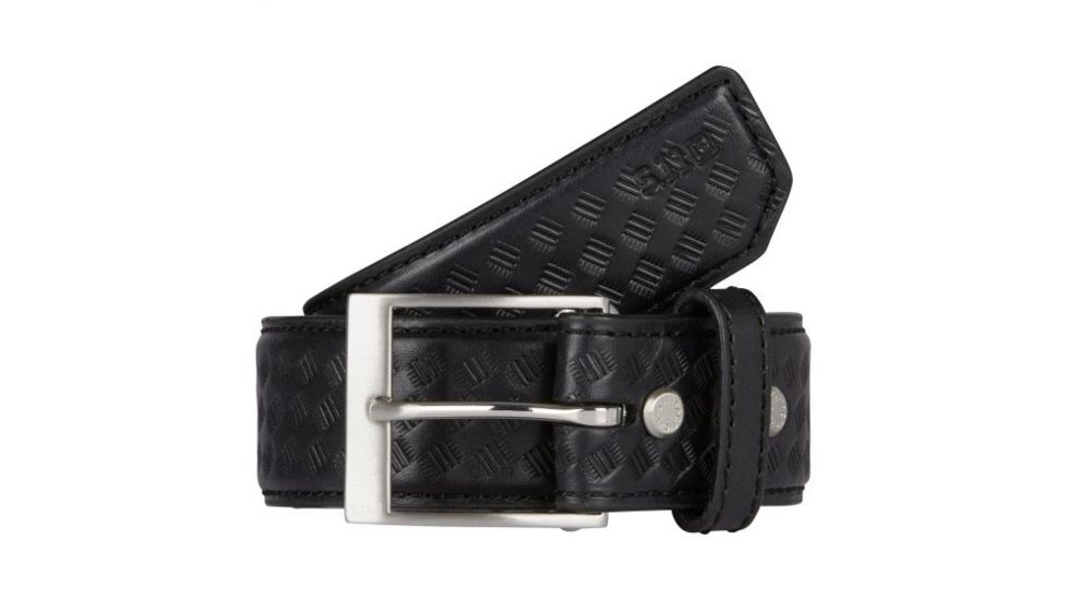 5.11 Tactical 1.5in Basketweave Leather Belt - Men's, Black, L, 59503-019-L