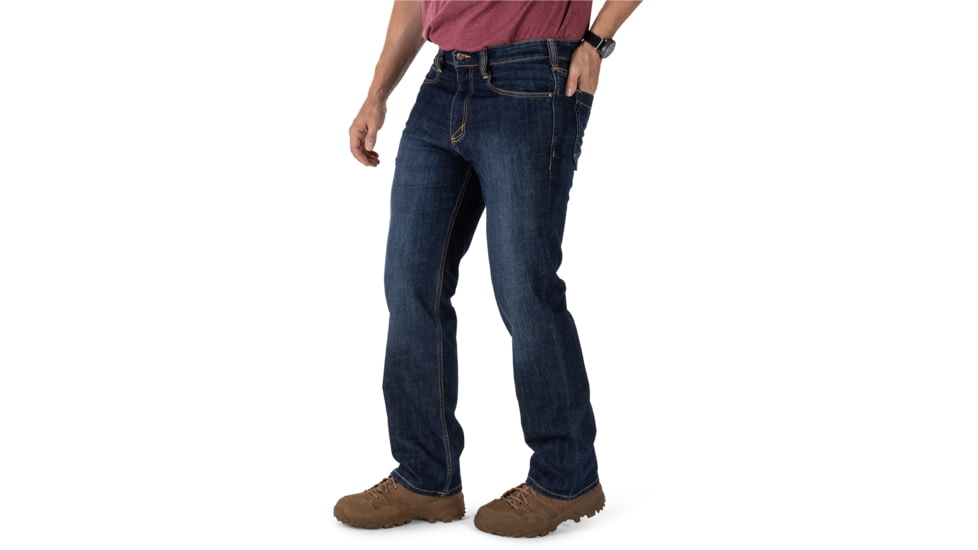 5.11 Tactical Defender-Flex Straight Jean - Mens, Stone Wash Indigo, 35-30, 74477ABR-648-35-30