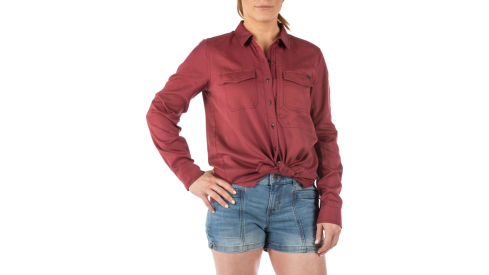 5.11 Tactical Nikita Long Sleeve Shirt - Womens, Cabernet, Small, 62398-569-S