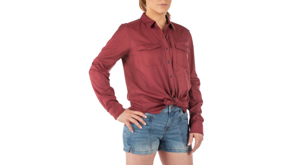 5.11 Tactical Nikita Long Sleeve Shirt - Womens, Cabernet, Small, 62398-569-S