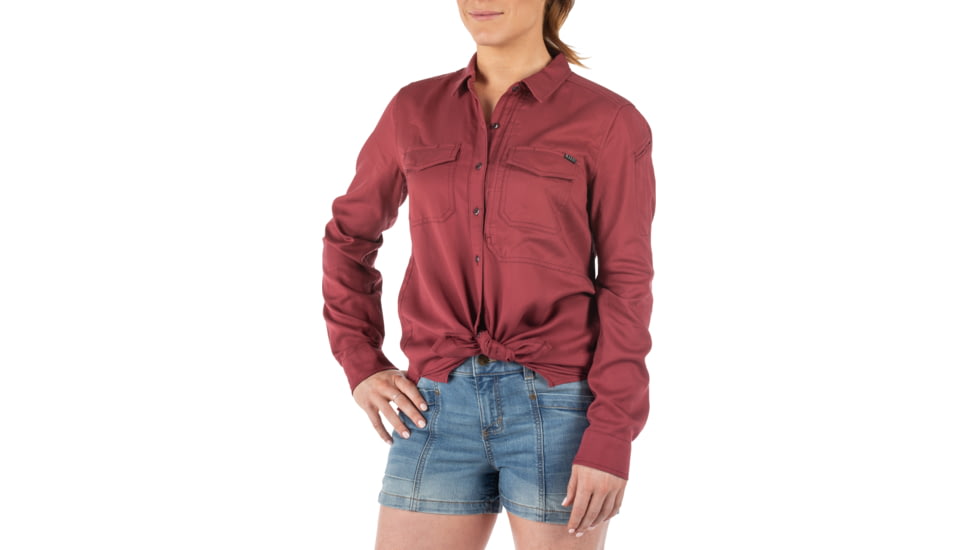 5.11 Tactical Nikita Long Sleeve Shirt - Womens, Cabernet, Small, 62398-569-S