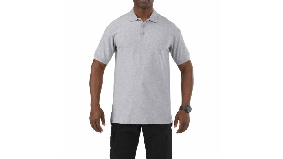 5.11 Tactical Short Sleeve Utility Polo Shirt- Heather Grey, Size L 41180-016-L