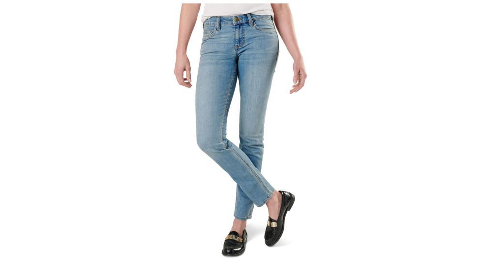 5.11 Tactical Womens Defender-flex Jeans Slim Fit, Light Wash Indigo - 64427-646-0-L