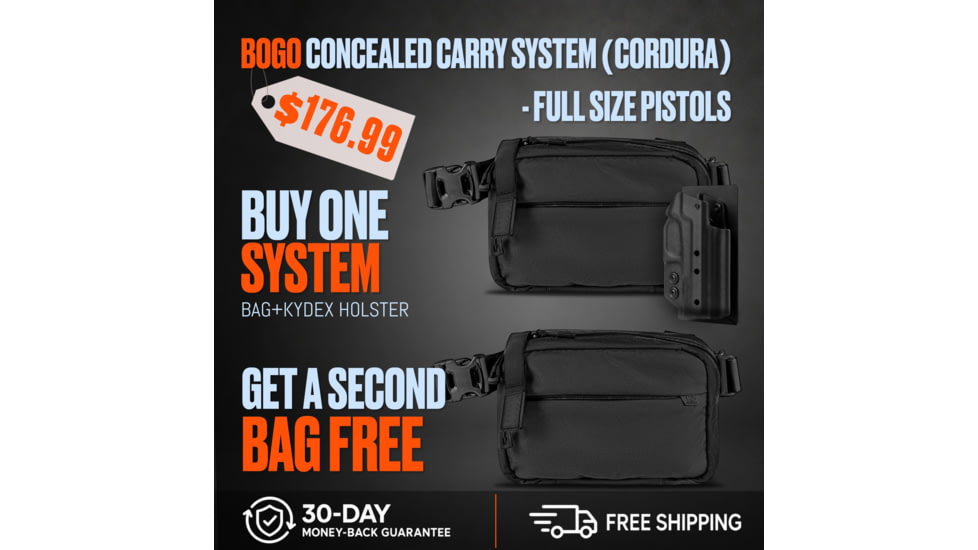 945 Industries BOGO Concealed Carry System Cordura - Full Size Pistols with Kydex Holster, BOGO-QAP-FS-CD-BLK-HOL