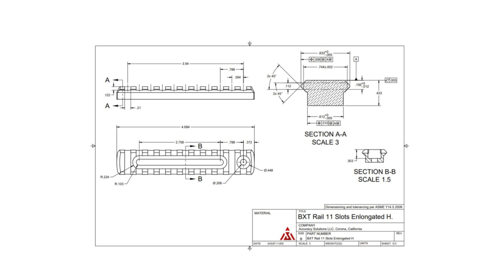 Accuracy Solutions Elongated Holes Picatinny Rail