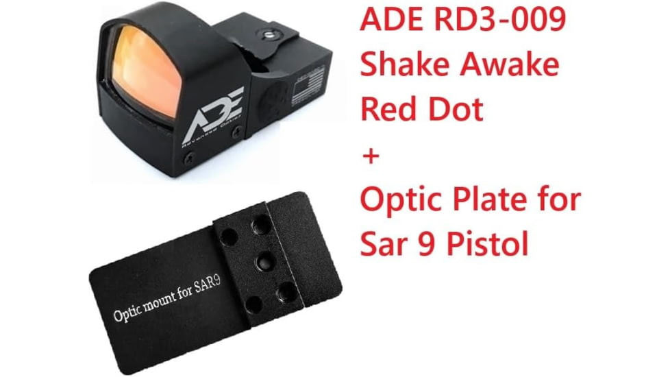 ADE Advanced Optics RD3-009 Shake Awake 1x Reflex Red Dot Sight w/SAR 9 USA SAR9 Optic Mount Plate