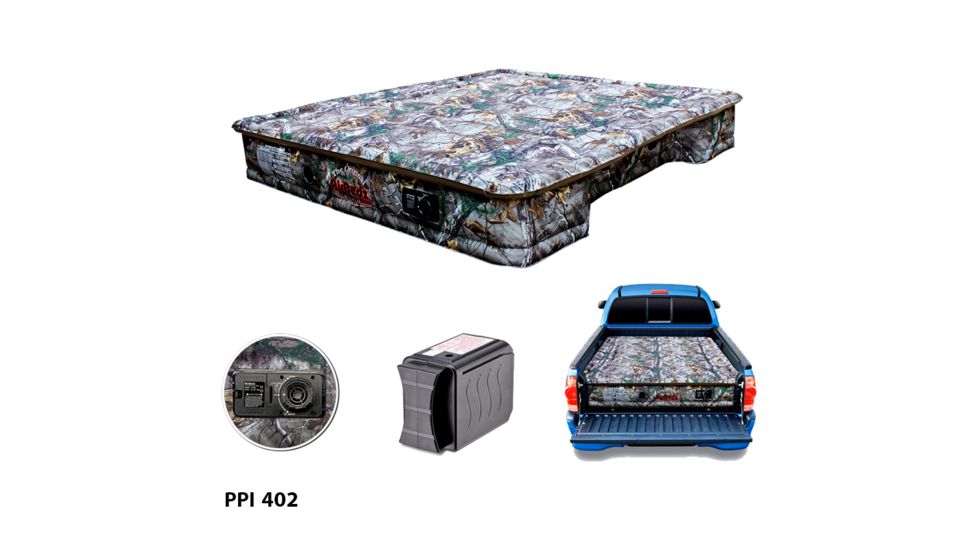 Airbedz Full Size 6 to 6.5 ft Short Inflatable Truck Bed w/ Built-in Rechargeable Battery Air Pump, Camo, PPI 402