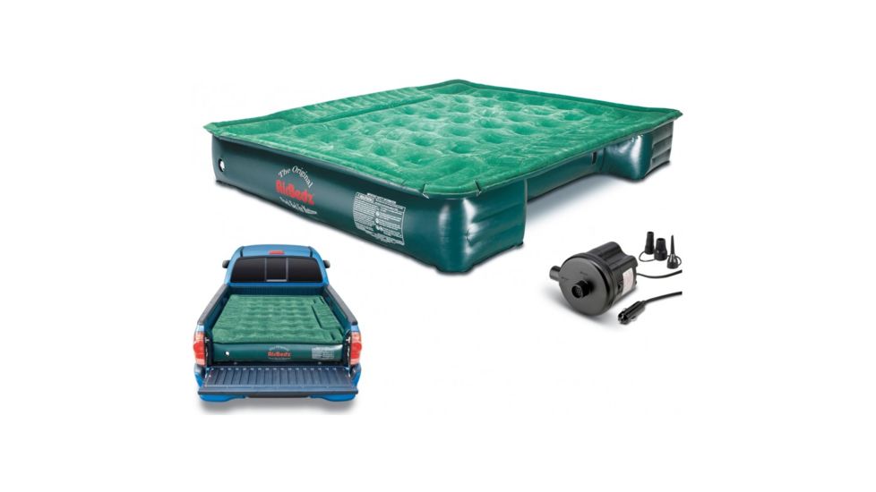 Airbedz Lite Full Size Short and Long 6 to 8 ft Truck Bed Air Mattress w/ DC Corded Pump, Green, PPI PV202C