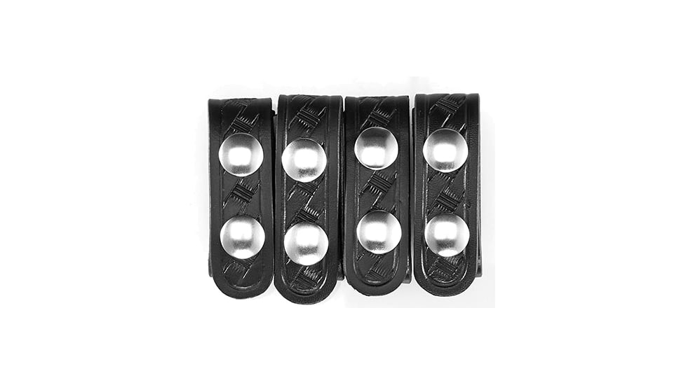 Aker Leather 531 Double Snap 3/4inch Wide Belt Keepers, Brass Snap, 1 PK, Basketweave, Black, A531-BW-BR