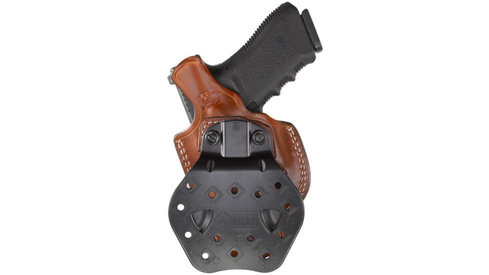 Aker Leather Model 268A Flatsider Paddle XR19 Strapless Open Top Holsters, Glock 19/Glock 23, Right, Plain, Tan, H268ATPR-GL1923