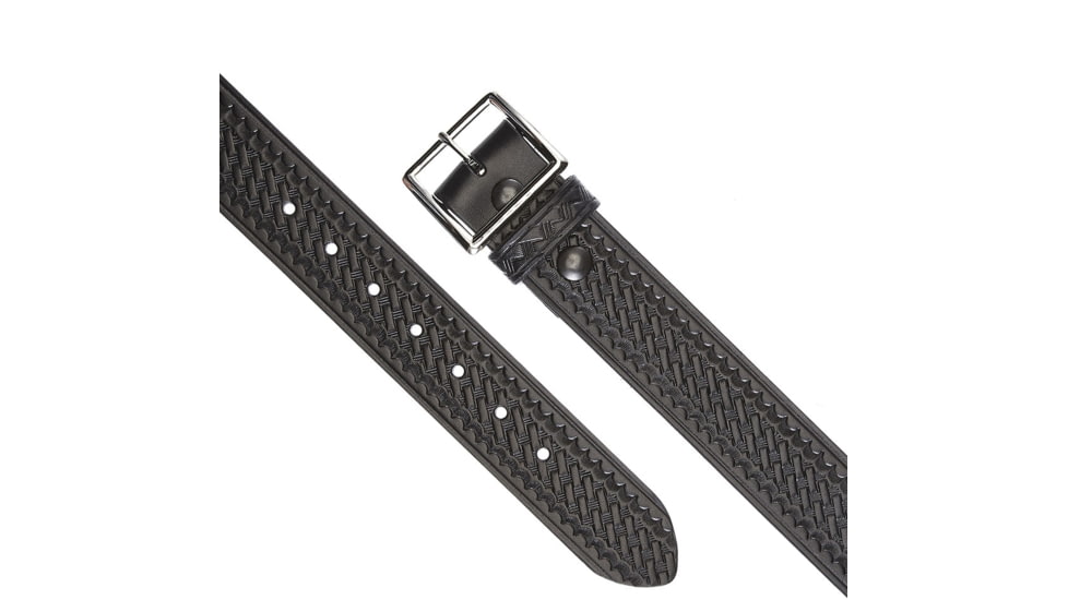 Aker Leather Model B07 1.75inch Garrison Belts, 36 in, Chrome Buckle, Basketweave, Black, B07-BW-36-CH