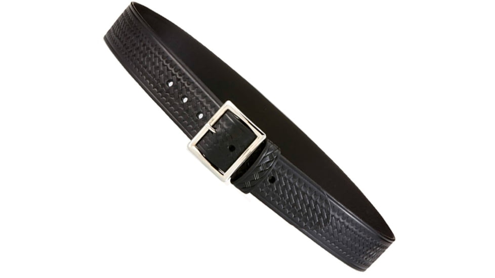 Aker Leather Model B07 1.75inch Garrison Belts, 36 in, Chrome Buckle, Basketweave, Black, B07-BW-36-CH