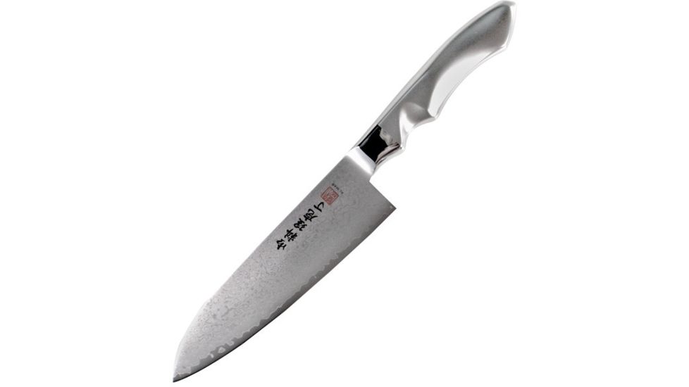 Al Mar Knives All Stainless Ultra-Chef  Santuko Knife, Damascus ALAM-SC7