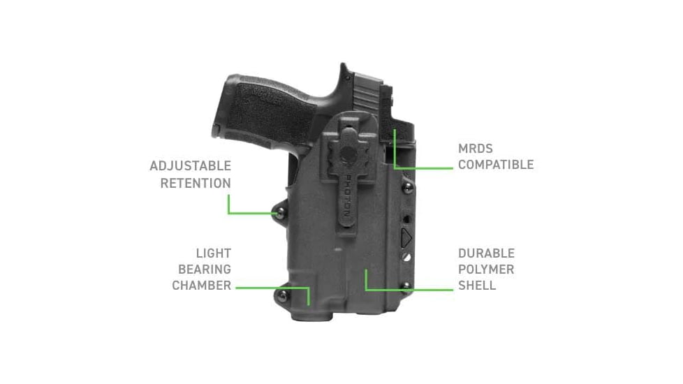 Alien Gear Holsters Photon Compact Light IWB Holster, Sig Fuse, Ambi Hand, Compact Light, No Light, Black, PHO-1348-L0-D