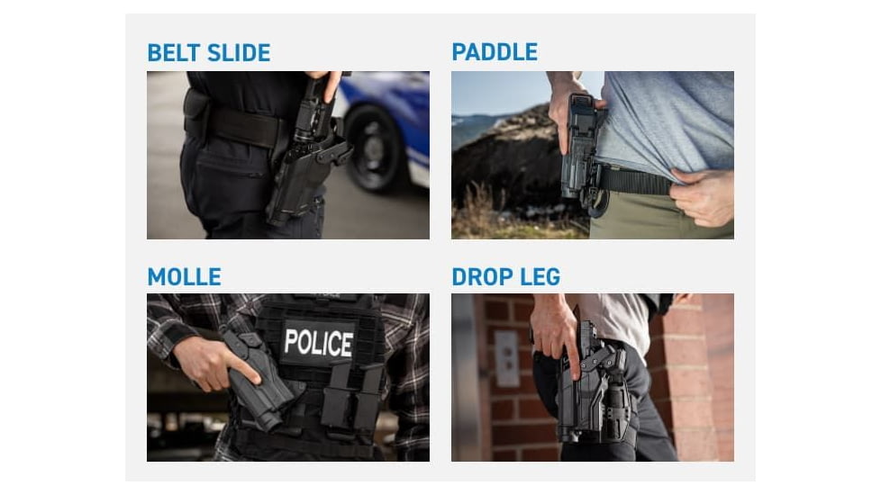 Alien Gear Holsters Rapid Force Level II Light Bearing Paddle Holsters, Glock 19, Left, Matte, Black, 00193858024257