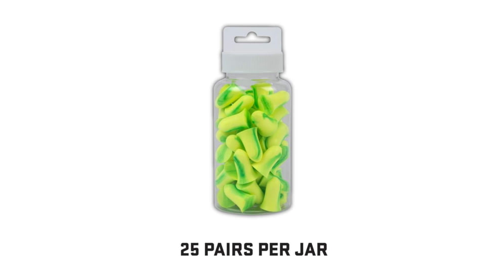 Allen ULTRX Tapered Foam Ear Plugs, Yellow/Lime Green, 25 Pair, NRR 32dB, 4116