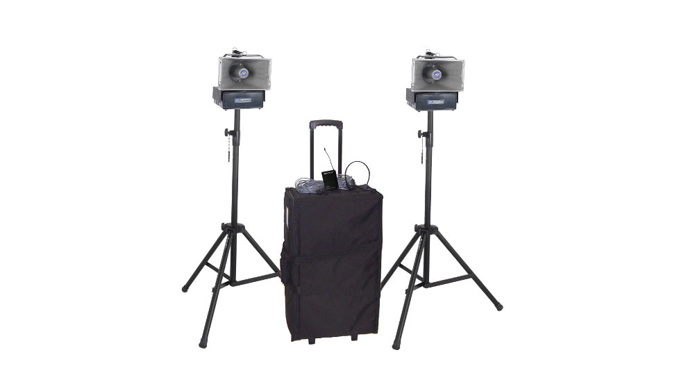 AmpliVox Deluxe Wireless Powered Speaker Half-Mile Hailer Kit, Black, SW642