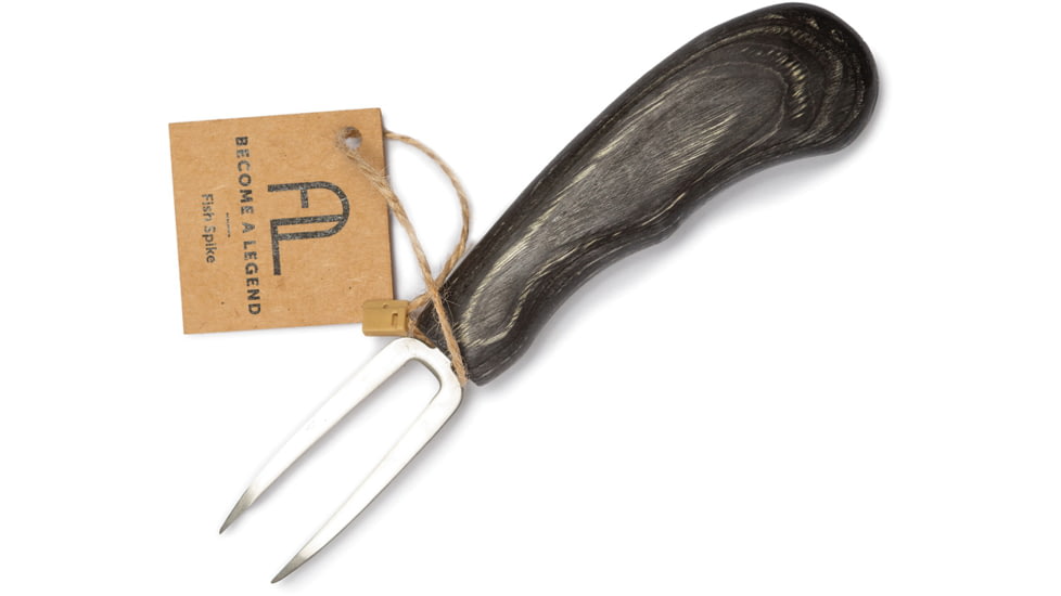 Arctic Legend Black Birch Fish Spike Knife, 6.5in Overall, 2.25in Stainless Double Prong Spike, Black Birch Wood Handle, AL-054