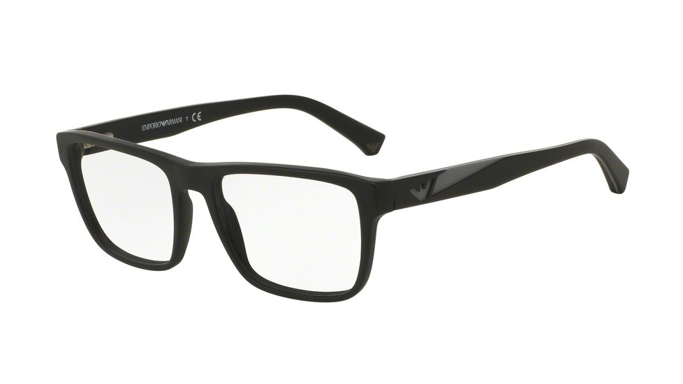 Armani EA3080 Eyeglass Frames 5042-53 - Matte Black Frame