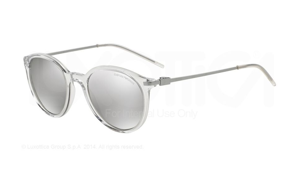 Armani EA4050 Sunglasses 53716G-50 - Transparent Frame, Light Grey Mirror Silver Lenses