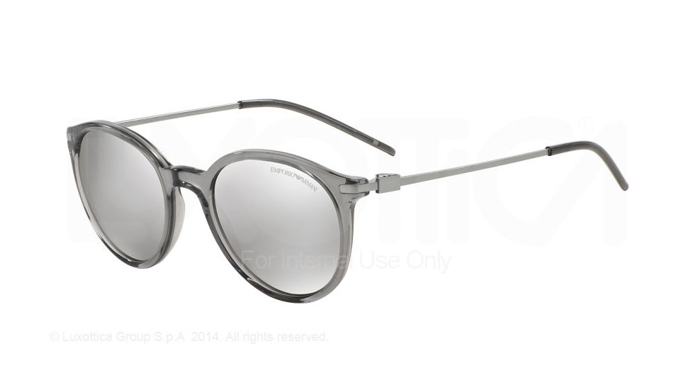 Armani EA4050 Sunglasses 53826G-50 - Transparent Grey Frame, Light Grey Mirror Silver Lenses