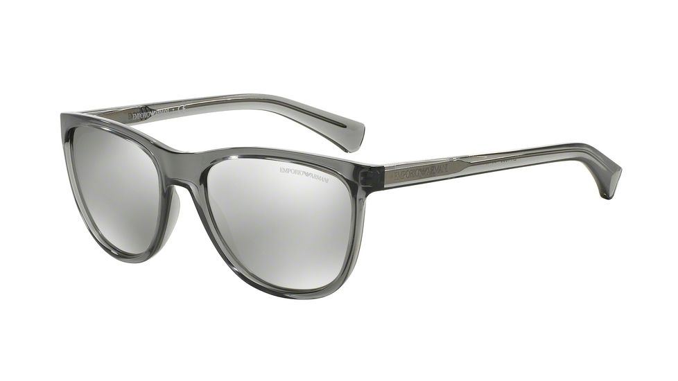 Armani EA4053 Sunglasses 53726G-57 - Transparent Grey Frame, Light Grey Mirror Silver Lenses